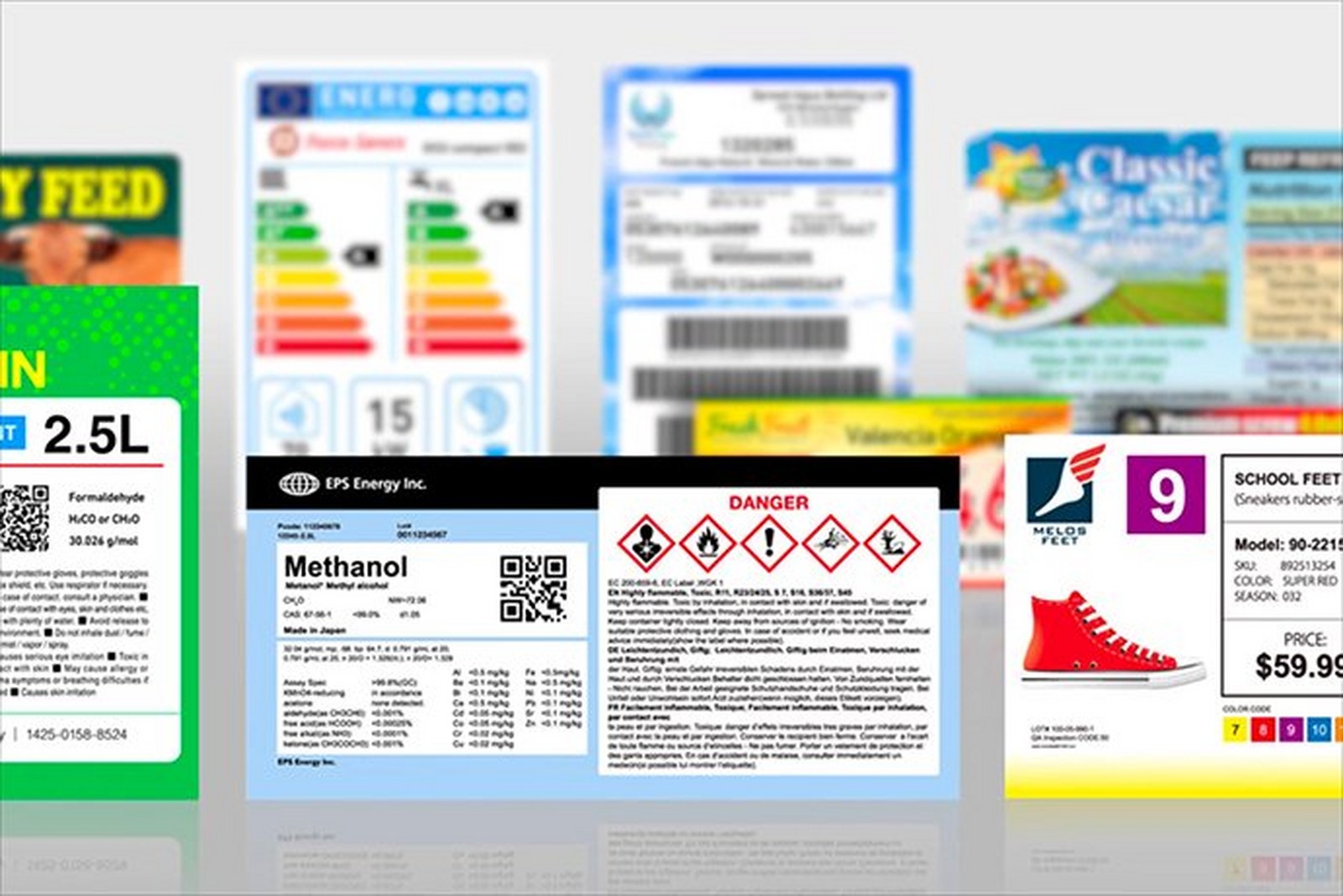 Rolka kolorowych etykiet z pełną gamą barw wydrukowana na drukarce Epson ColorWorks