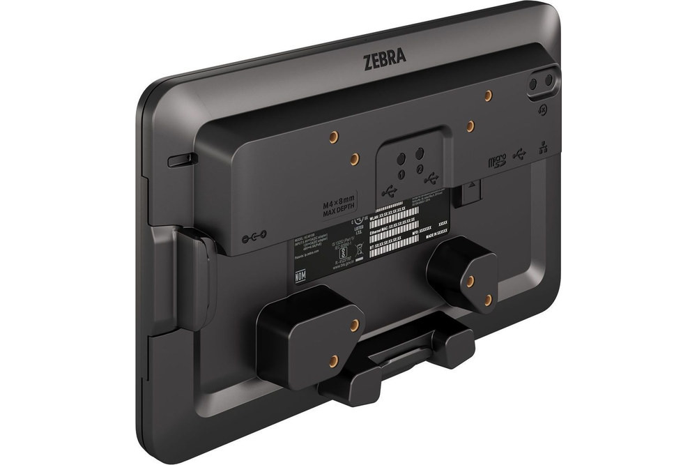 Tył w orientacji poziomej — płyta montażowa, gniazda RJ45, USB-A i USB-C