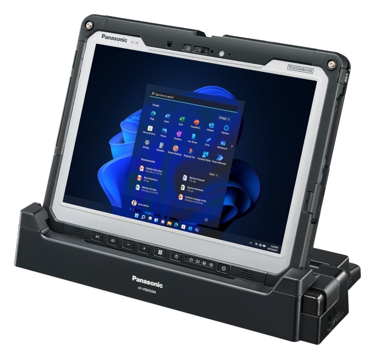 Tablet w stacji dokującej — praca przy stanowisku