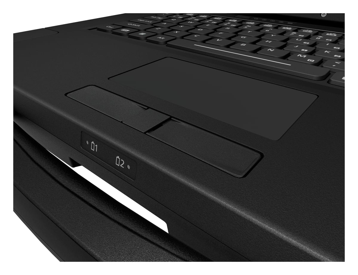 Touchpad ErgoGrip z wyprofilowanymi przyciskami i wskaźnikami obu baterii